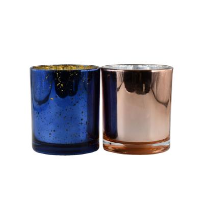 China Wholesale Simple Modern Gold Plated Candle Jar Glass Glass For Christmas Unique Large Glass Candle Holders for sale