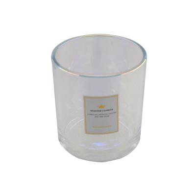 China Wholesale home decoration color glass candle jars clear glass candle container label printing glass candle jar for home decoration for sale