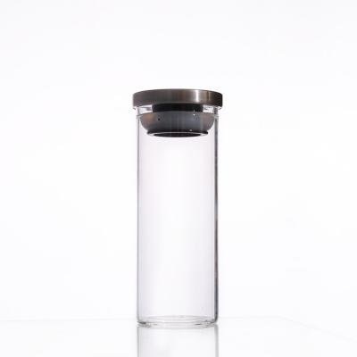 China Freshness Preservation Custom Storage Jar 100ml Borosilicate Glass Food Small Transparent Glass Jar With Metal Lid for sale