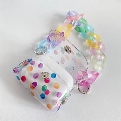 China For Earphone Hot Selling Candy Color Design Cute Girly Clear Case With Strap Cover Device Case For Airpods 1 2 pro for sale