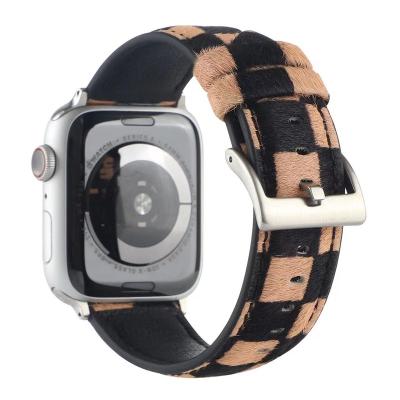 China Fashion Plaid-pattern 45Mm Nylon Leather Watch Band Strap Plaid Watch Strap Strap For Iwatch 7 44Mm Watch Band for sale