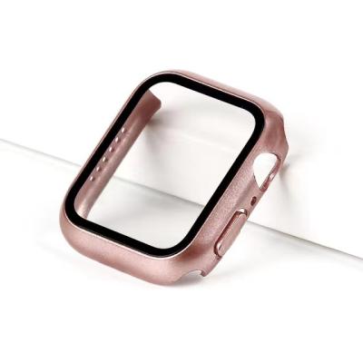 China PC+TPU Full Cover Frame Plastic Bumper Hard Case Shell Tempered Film Integrated Watch Case With Glass For Iwatch Screen Protector for sale