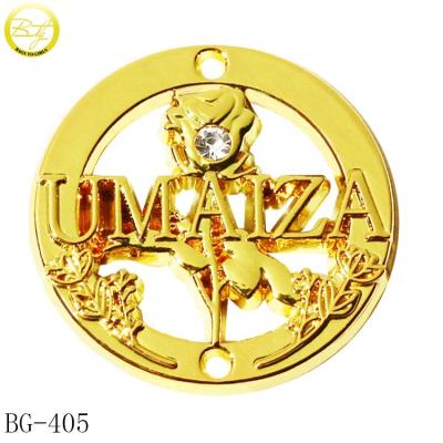 China Viable free hang tags maker zinc alloy gold bath clothes nickel nickel logo brand label for handbags/garments for sale