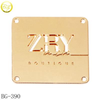 China Metal Badge Square Shape Metal Brand Logo Labels Viable Decoration Custom Hollow Apparel Sewing Label For Scarf for sale