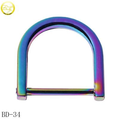 China Nickel/Lead Free Zinc Alloy Bags Making D Buckle Rainbow Color Luggage Hardware Accessory Metal D Clip Clasp For Key Chain for sale