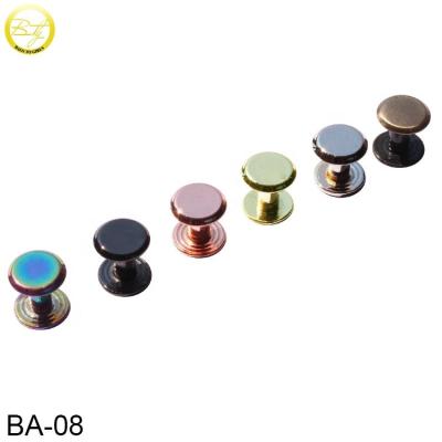 China Nickel Free/Lead Free Metal Purse Fittings Rainbow Plated Various Chicago Screws Nail Buckles With Screw Rivet For Bags for sale