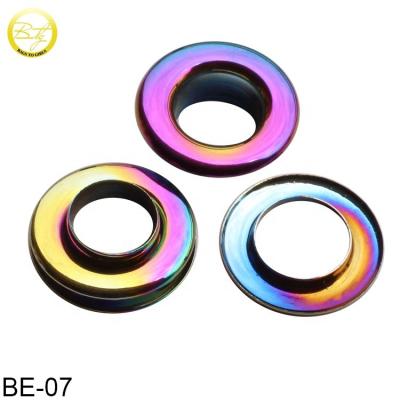 China Round Nickel/Lead Free Rainbow Metal Supply Eyelets Shoe Eyelet Wire Rope Eyelets For Garment for sale