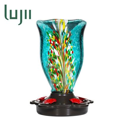 China LUJII Hummingbird Auto Feeder For Outdoor Hanging Hand Blown Glass 25 Fluid Ounces With Hanging Hook Ant Moat Flower Vase for sale