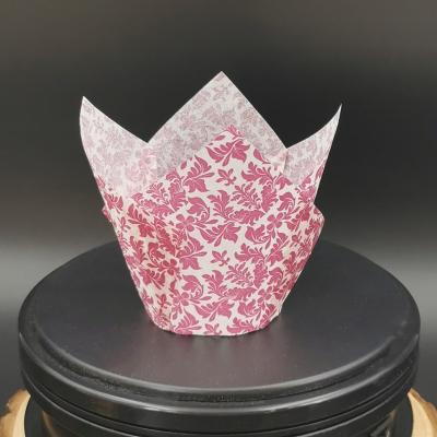 China 200 Pcs Tulip Cupcake Stand Birthday Wedding Party Disposable Muffin Liners Packaging Purple Foil Print for sale