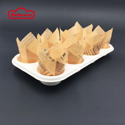 China 200 PCS Disposable Newsprint Baking Cups With Natural Color Roll Cup With Tulip Style for sale