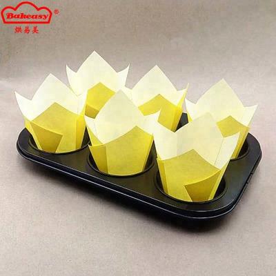 China Disposable Oven Safe Fashion Design Tulip Cupcake Liner Baking Cups for sale