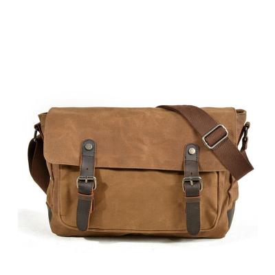 China Durable New Arrival Canvas Shoulder Bag Men Waterproof Vintage Messenger Laptop Bag Waxed for sale