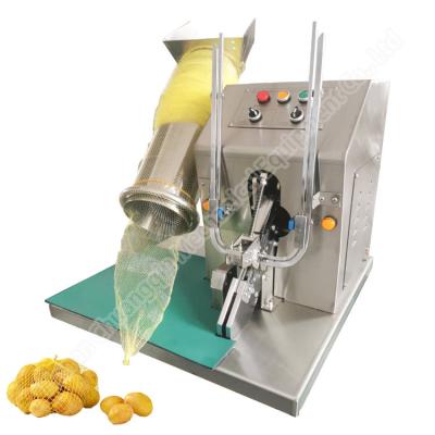 China Semi Automatic Fruit Mesh Bag Packing Machine Garlic Orange Onion Packing Net Bag Machine for sale