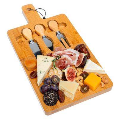 China 2022 Viable Bamboo Cheese Board and Knife Set Mincer Charcuterie Cutting Board Tray Serving Tray Cutlery Knife Set/ for sale