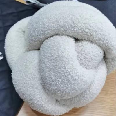 China Sustainable hair on long pile loop skin and sheepskin hair knot chair upholstery deco teddy ball 35*35cm big pillow for sale