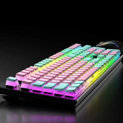 China Double 108 Metal (pink&blue) Pulled PBT Pudding Keycaps Keyboard For Mechanical Gaming Keyboard MX Switches for sale