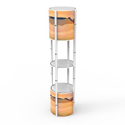 China Lightweight Portable Aluminum Exhibition Showcase Advertising Rotating Spiral Tower Showcase With LED Light for sale