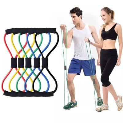 China High Quality Shaped Eco-friendly PS Yoga 8 Resistance Band Workout Resistance Rope Elastic Band For Fitness Home Exercise for sale