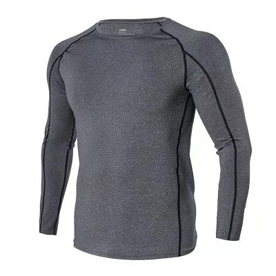 China Customization Breathable Wholesale Men's Long Sleeve Polyester Spandex Long Sleeve Solid Color PS Fitness Sports Running T-shirt for sale