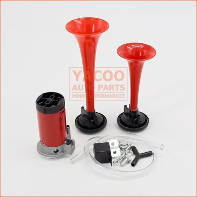 China Popular ABS Style Small Mini Plastic Car Air Horn Red 12v For Motorcycle Bus Boat With Klaxon Horn Relay for sale