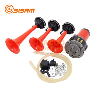 China ABS Truck 12v Car Air Horn Compressor Loudest 3 Pipe Electric Iron Horn Air Horn For Sale for sale