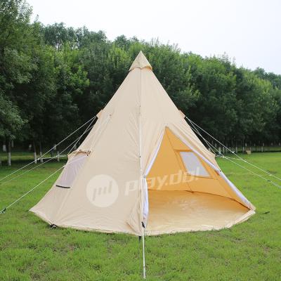 China Playdo Wholesale 6-7 Person Teepee Tent Family Camping Tents Straight Tying Type Tower Bell Teepee Tent for sale