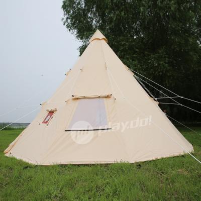 China Straight Tying Type Playdo Polyester Bell Tent Luxury Pyramid Waterproof Teepee Tent For Outdoor Camping for sale