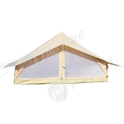 China Straight Tying Type Canvas Tepee Tent Double Layer Leisure 2-4 Person Camping Cabin House Shape Beige Tent for sale