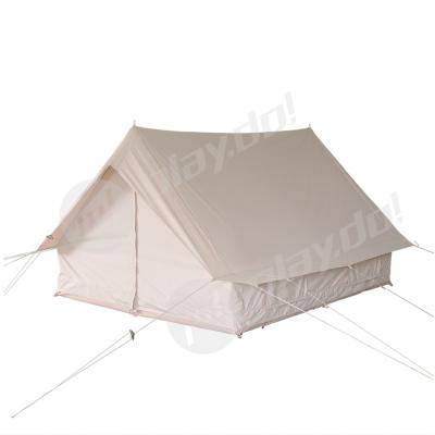 China Straight Tying Type Outdoor Home Camping Tent 2 or 3 Person Double Layers Canvas Tent Party Cabin Dome Tent for sale