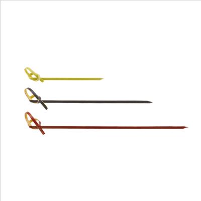 China Thermal Resistance Amazonom Cocktail Heat Resistance Bamboo Shipping Picks 200 Packs 4.1 Inch With Knot Loops Great For Cocktail Or BBQ Snacks for sale