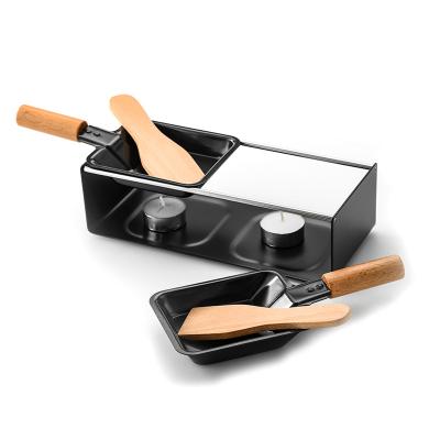 China SMALL Mini Stainless Steel Cake Oven Casserole Portable Sustainable Swiss Cheese Oven STICK COOKING TRAY WITH Wooden Handle à venda