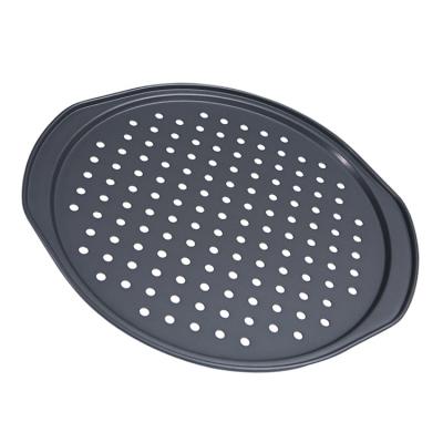 China 2021 Viable Newcomer Pizza Crisper Perforated Pizza Pan Carbon Steel Non Stick Pizza Crisper Pan Holes Round Tray Baking Pan for sale