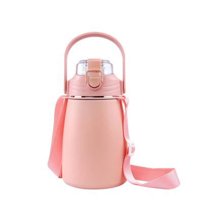 China Amazon Cute PORTABLE Stainless Steel Portable Vacuum Flask For Schooling With Straw Large Capacity Water Bottle Kids Pot-Inflated Cup zu verkaufen