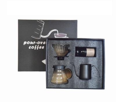 China Amazon Sustainable Newcomer Coffee Tools 600ml Dripper Server Pot 350ml Glass Handheld Coffee Kettle Set zu verkaufen