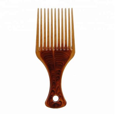 China Tangle Hair Brush Amber Color Wide Fork Comb Heat Resistant Flat Comb Afro Pick Beautiful for sale