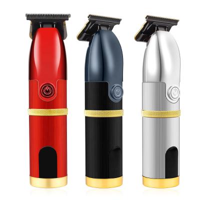 China Professional LCD Display Barber Hair Trimmer Cutting Machine Beard Cutting Gold Cordless Rechargeable Trimmer for sale