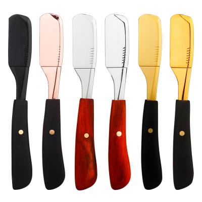 China Logo Single Blade Private Salon Blade Razor Alloy Hairdresser Straight Shave Electroplating Electroplating Facial Clean Razor for sale