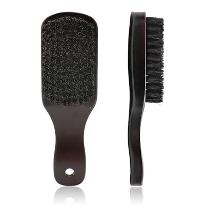 China Men's Grooming Men's Beard Care Boar Hair Curved Beard Brush With Wooden Hanldle for sale