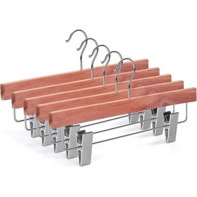 China Modern Cedar Wood Trouser Hanger With Staples High Quality Home Trouser Hanger for sale