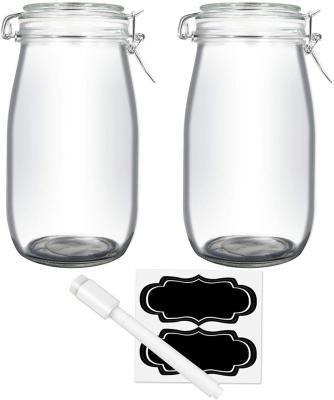 China Non Spill 48 oz Food Storage Canister Glass Jars with Airtight Lids and Flange Silicone for Universal Kitchen Containers for sale