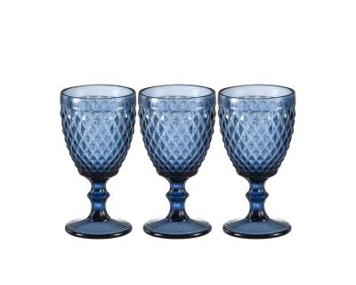 China New Classic / Postmodern Blue Colored Clear Glass Wine Goblets For Party for sale