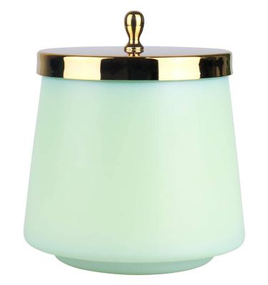 China Non Spill Light Green Glass Candle Jar With Me Tallids Luxury Aromatherapy Jar for sale