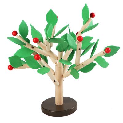 China Eco-friendly Material Kids Diy Wooden Tree Assemble Inserted Leaves Toys Customized Learning Knowledge Puzzle Baby Diy Toys Educational Game Set for sale