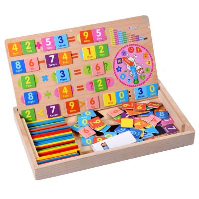 China Children Learning Drawing Board Wooden Blackboard Box Toys Bilateral Multifunctional Magnetic Studying Educational Children's Toys for sale