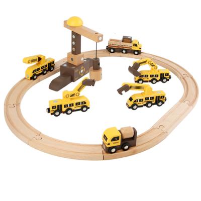 China Wholesale Fashionable Kids Educational Wooden Toy Wooden Rail Truck 4 Track Toys for sale