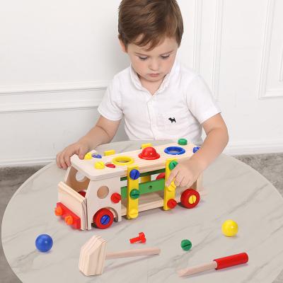 China Office\Garden\Home\School Disassembly Screw Car Engineering Car Wind Up Wooden Toy for sale