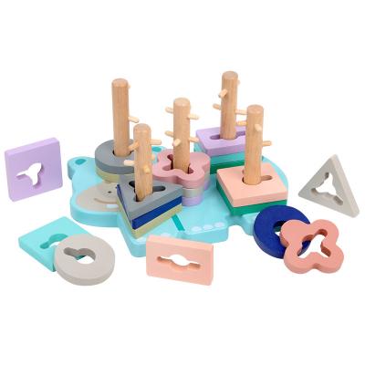 China Construction Toy Hippo Caron Five places pillars train children's hand-eye coordination thinking logic geometry shape building blocks puzzle toy for sale