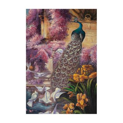 China Art Deco Custom Painting Canvas Wall Art Decorations For Home Luxury Animal Realistic Painting Peacock Oil Hand Painting Elegant for sale