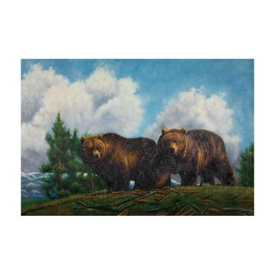 China Brown's Custom Art Deco Paintings Wall Arts Canvas Painting Companionship Wall Art Grassland Oil Hand Painting for sale