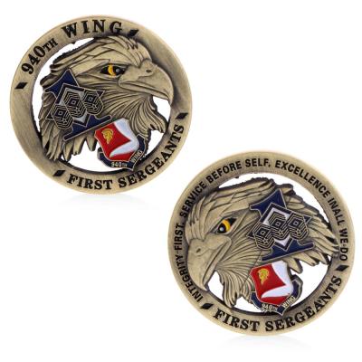 China America/European Wholesales No MOQ Antique-Gold Zinc Alloy Plating Custom Military Commemorative Challenge Coin for sale